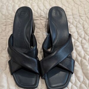 Paul Green Black Leather Mules